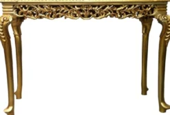 Casa Padrino Barock Konsolentisch Gold mit schwarzer Marmorplatte - Luxuriöse Konsole 122 x 89 x 47 cm