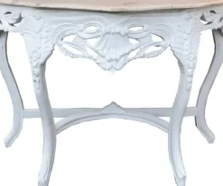 Casa Padrino Barock Konsolentisch Weiss / Creme mit Marmorplatte - Konsole Möbel Antik Stil