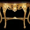 Casa Padrino Barock Konsolentisch in Gold mit schwarz-grünlicher Marmorplatte, 118 x 37 x 88 cm