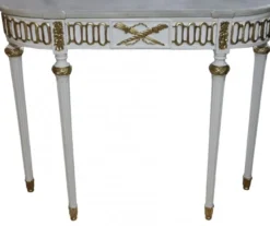 Casa Padrino Barock Konsolentisch mit Marmorplatte, Weiss/Gold 112 cm - Antik Stil Wandtisch