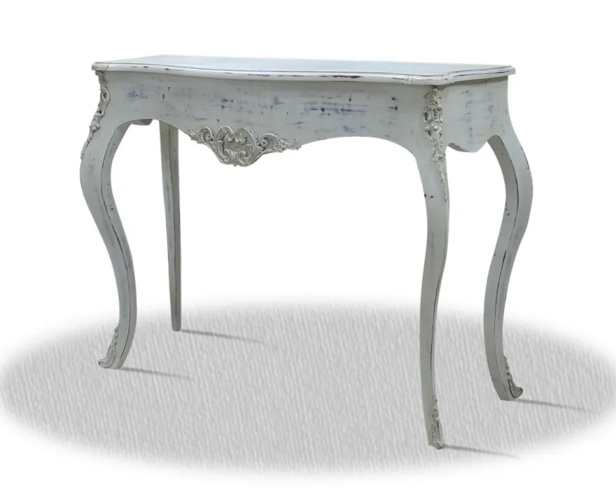 Casa Padrino Barock Konsole Vintage Weiß Silber 100 x 40 x H. 85 cm - Antik Stil Möbel