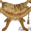 Casa Padrino Barock Kreuzhocker ModA1 im edlen Gold Muster mit Gold lackiertem Massivholzrahmen 76 x 44 x 54 cm