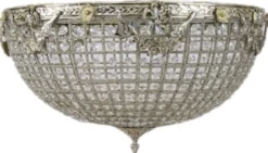 Casa Padrino Barock Kristall Deckenleuchte Silber Ø 60 x H. 30 cm - Prunkvoller Decken Kronleuchter - Barock Leuchten