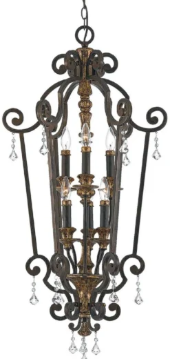 Casa Padrino Barock Kristall Kronleuchter Bronze / Antik Gold Ø 52 x H. 105 cm - Prunkvoller Barockstil Kronleuchter - Wohnzimmer & Hotel Kronleuchter - Barock Möbel - Barock Leuchten