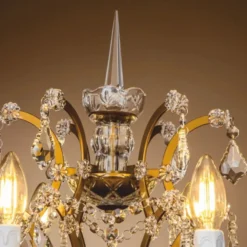 Casa Padrino Barock Kristall Tischleuchte Gold H. 85 cm - Prunkvolle Barockstil Schreibtischleuchte - Barock Kristall Leuchten