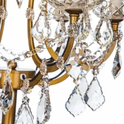 Casa Padrino Barock Kristall Tischleuchte Gold H. 85 cm - Prunkvolle Barockstil Schreibtischleuchte - Barock Kristall Leuchten