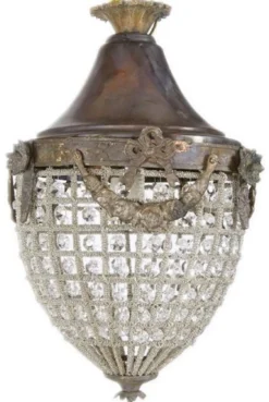 Casa Padrino Barock Kristall Hängeleuchte Oxidiert Ø 25 x H. 35 cm - Runde Hängeleuchte im Barockstil - Barock Leuchten - Edel & Prunkvoll