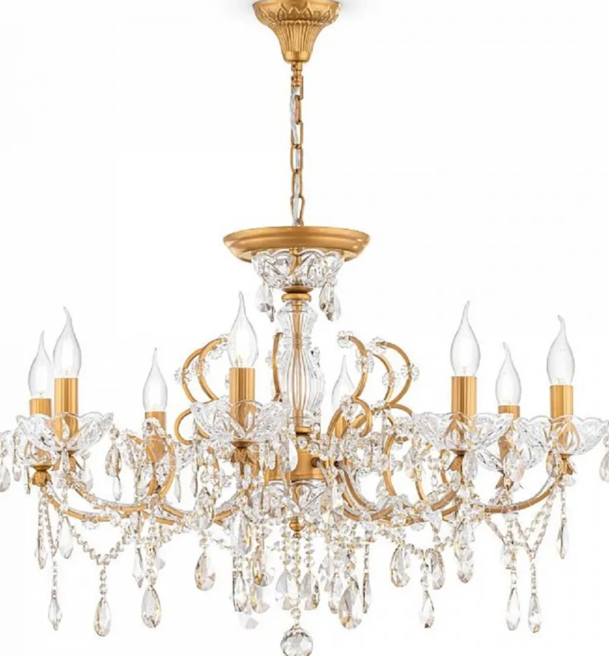 Casa Padrino Barock Kristall Kronleuchter Gold Ø 76 x H. 56 cm - Prunkvoller Lüster im Barockstil - Barock Möbel