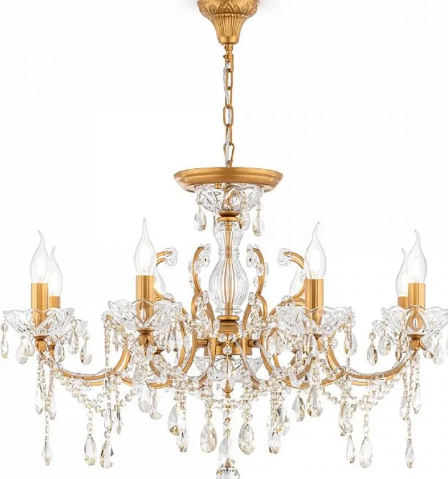 Casa Padrino Barock Kristall Kronleuchter Gold Ø 76 x H. 56 cm - Prunkvoller Lüster im Barockstil - Barock Möbel