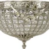 Casa Padrino Barock Kristall Deckenleuchte Silber Ø 30 cm - Runde Deckenlampe im Barockstil - Barock Leuchten - Edel & Prunkvoll