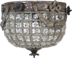 Casa Padrino Barock Kristall Deckenleuchte Oxidiert Ø 20 cm - Runde Deckenlampe im Barockstil - Barock Leuchten - Edel & Prunkvoll
