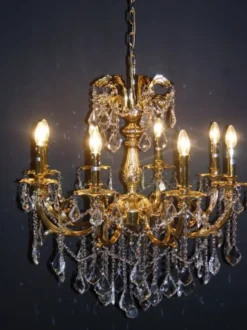 Casa Padrino Barock Kristall Kronleuchter 8-Flammig Gold 83 x 80.5 cm - Hängeleuchte Lüster Deckenlampe