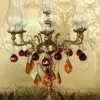 Casa Padrino Barock Kristall Hockerleuchte im prachtvollen Design - Rot / Orange - H 86 cm
