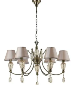 Casa Padrino Barock Kristall Kronleuchter Antik Bronze / Champagnerfarben / Grau Ø 80 x H. 55 cm - Prunkvoller Kronleuchter im Barockstil