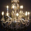Casa Padrino Barock Kristall Kronleuchter 15-Flammig Silber - Hängeleuchte, Lüster, Deckenlampe, Höhe 82,5 cm, Durchmesser 90 cm