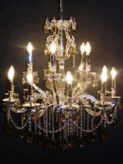 Casa Padrino Barock Kristall Kronleuchter 15-Flammig Silber - Hängeleuchte, Lüster, Deckenlampe, Höhe 82,5 cm, Durchmesser 90 cm