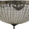 Casa Padrino Barock Kristall Deckenleuchte Oxidiert Ø 60 x H. 30 cm - Prunkvoller Decken Kronleuchter - Barock Leuchten