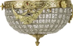 Casa Padrino Barock Kristall Deckenleuchte Gold Ø 30 cm - Runde Deckenlampe im Barockstil - Barock Leuchten - Edel & Prunkvoll