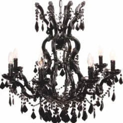 Casa Padrino Barock Kristall Kronleuchter Schwarz Ø 73 x H. 78 cm - Barock Leuchten
