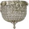 Casa Padrino Barock Kristall Deckenleuchte Silber Ø 20 cm - Runde Deckenlampe im Barockstil - Barock Leuchten - Edel & Prunkvoll