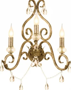Casa Padrino Barock Kristall Wandleuchte Antik Gold 48 x H. 51 cm - Prunkvolle Barockstil Metall Wandlampe - Barock Leuchten - Edel & Prunkvoll