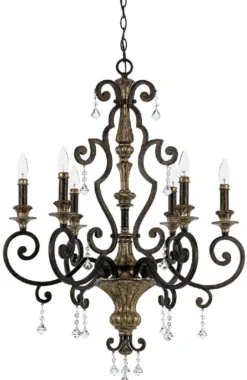 Casa Padrino Barock Kristall Kronleuchter Bronze / Antik Gold Ø 71 x H. 96,5 cm - Prunkvoller Barockstil Kronleuchter - Wohnzimmer & Hotel Kronleuchter - Barock Möbel - Barock Leuchten