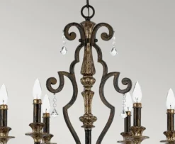Casa Padrino Barock Kristall Kronleuchter Bronze / Antik Gold Ø 71 x H. 96,5 cm - Prunkvoller Barockstil Kronleuchter - Wohnzimmer & Hotel Kronleuchter - Barock Möbel - Barock Leuchten