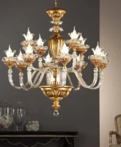 Casa Padrino Barock Kronleuchter Gold Ø 90 x H. 95 cm 12-flammig - Handgefertigte Leuchte aus Italien - Barock Leuchten