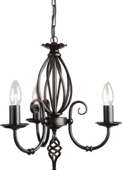 Casa Padrino Barock Kronleuchter Schwarz Ø 36 x H. 45 cm - Eleganter Wohnzimmer Kronleuchter - Kronleuchter im Barockstil