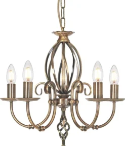 Casa Padrino Barock Kronleuchter Antik Messingfarben Ø 47 x H. 45 cm - Eleganter Wohnzimmer Kronleuchter - Kronleuchter im Barockstil
