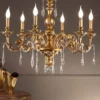 Casa Padrino Barock Kronleuchter Ø 80 x H. 75 cm 6-flammig - Handgefertigte Leuchte aus Italien - Barock Leuchten