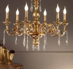 Casa Padrino Barock Kronleuchter Ø 80 x H. 75 cm 6-flammig - Handgefertigte Leuchte aus Italien - Barock Leuchten