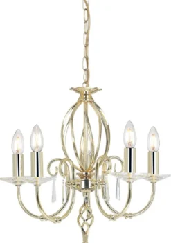 Casa Padrino Barock Kronleuchter Messing Ø 48 x H. 42 cm - Elegante Wohnzimmer Kronleuchter - Kronleuchter im Barockstil
