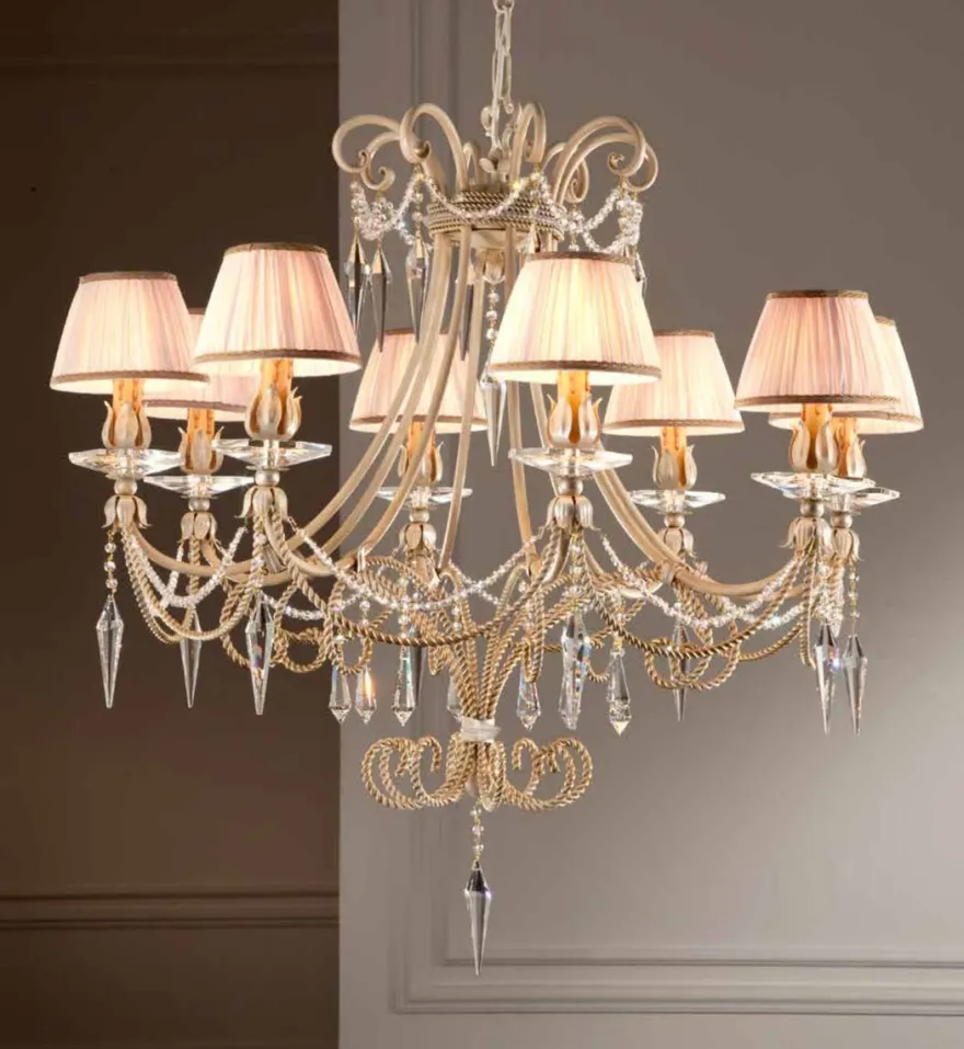 Casa Padrino Barock Kronleuchter Ø 80 x H. 85 cm 8-flammig - Handgefertigte Leuchte aus Italien - Barock Leuchten