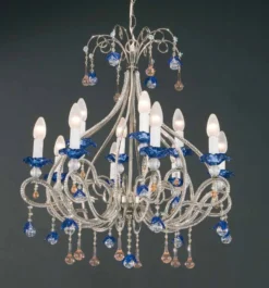 Casa Padrino Barock Kronleuchter Nickel Ø 65 x H. 70 cm 12-flammig - Handgefertigte Leuchte aus Italien - Barock Leuchten