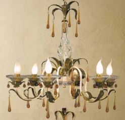 Casa Padrino Barock Kronleuchter Ø 65 x H. 60 cm 6-flammig - Handgefertigte Leuchte aus Italien - Barock Leuchten