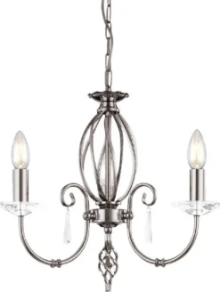 Casa Padrino Barock Kronleuchter Silber Ø 38 x H. 42 cm - Elegante Wohnzimmer Kronleuchter - Kronleuchter im Barockstil