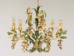 Casa Padrino Barock Kronleuchter Pastellgrün Ø 65 x H. 55 cm 6-flammig - Handgefertigte Leuchte aus Italien - Barock Leuchten