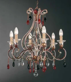 Casa Padrino Barock Kronleuchter Ø 65 x H. 65 cm 6-flammig - Handgefertigte Leuchte aus Italien - Barock Leuchten