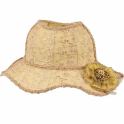 Casa Padrino Barock Lampenschirm in Damenhut Form Beige / Gold 47 cm