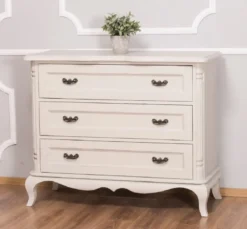 Casa Padrino Barock Landhausstil Kommode mit 3 Schubladen Antik Hellgrau 110 cm