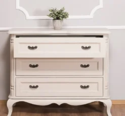 Casa Padrino Barock Landhausstil Kommode mit 3 Schubladen Antik Hellgrau 110 cm