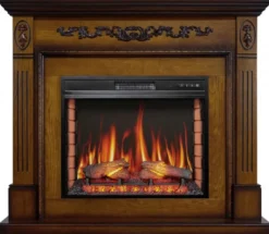 Casa Padrino Barock LED Elektrokamin Braun 128 x 38 x H. 110,5 cm