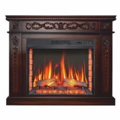 Casa Padrino Barock LED Elektrokamin Dunkelbraun 113 x 31 x H. 92,2 cm - Barock Möbel