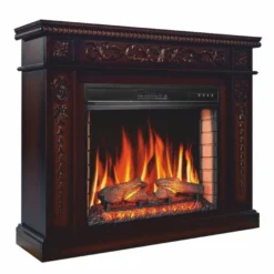 Casa Padrino Barock LED Elektrokamin Dunkelbraun 113 x 31 x H. 92,2 cm - Barock Möbel