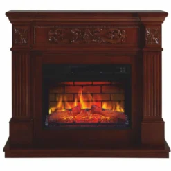 Casa Padrino Barock LED Elektrokamin Dunkelbraun 106,6 x 37 x H. 92,5 cm - Barock Möbel
