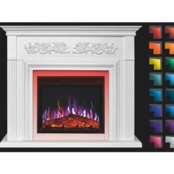 Casa Padrino Barock LED Elektrokamin Weiß 121 x 35 x H. 100 cm - Barock Möbel