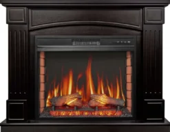 Casa Padrino Barock LED Elektrokamin Schwarz 114 x 34 x H. 90,3 cm