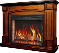 Casa Padrino Barock LED Elektrokamin Braun 114 x 34 x H. 90,3 cm