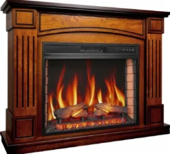 Casa Padrino Barock LED Elektrokamin Braun 114 x 34 x H. 90,3 cm